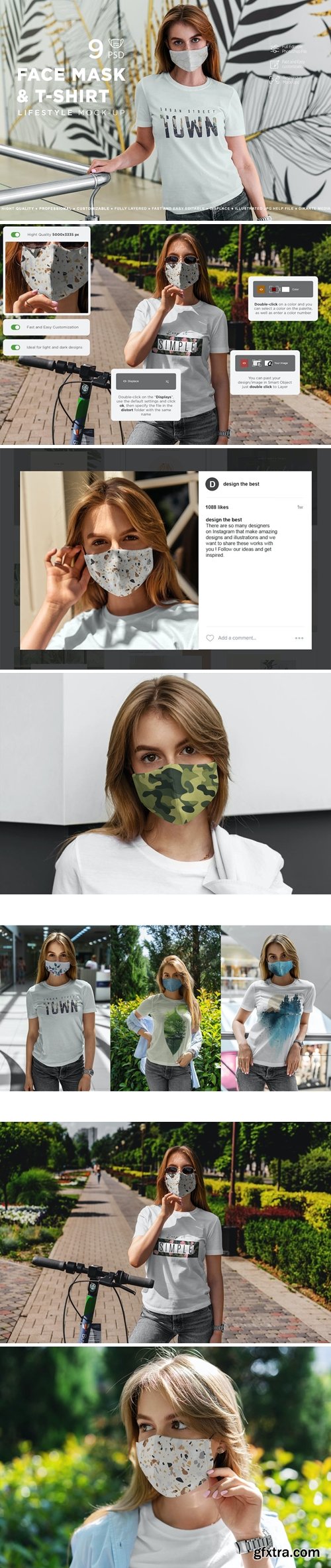 Face Mask & T-Shirt Mockup Lifestyle S8TVFDL