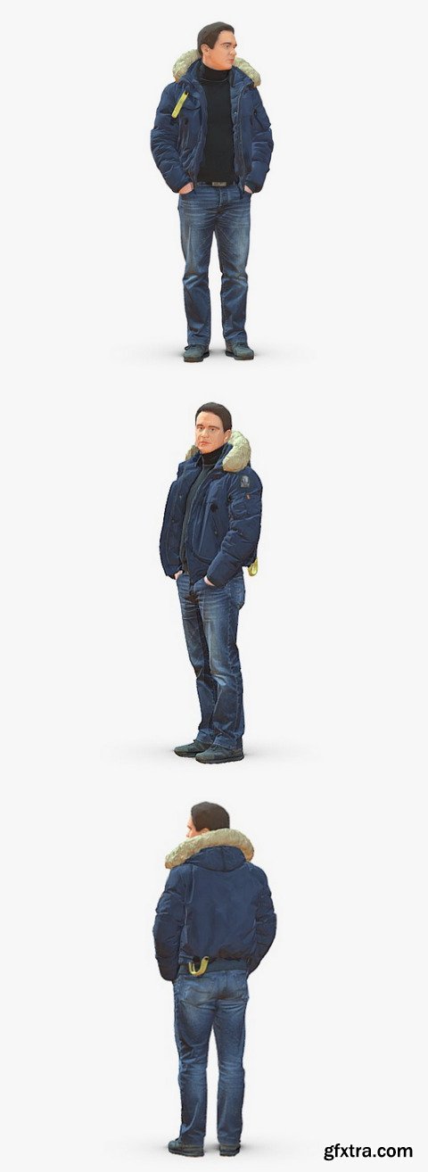 Man in a winter jacket pilot 0084 3D Model