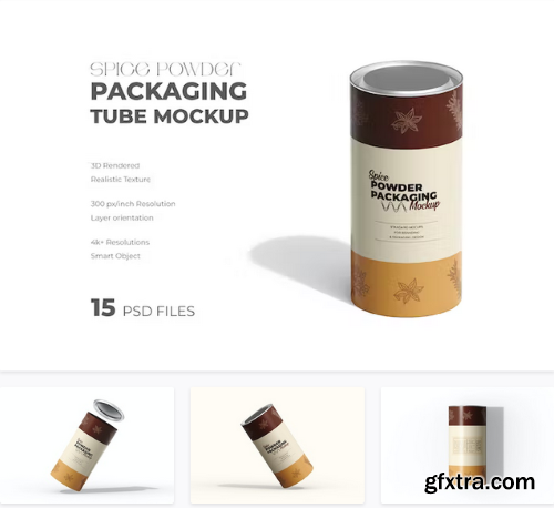 Paper Tube With Metallic Lid Spice Package Mockup