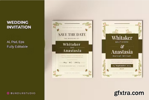 Shabby Floral Wedding Invitation