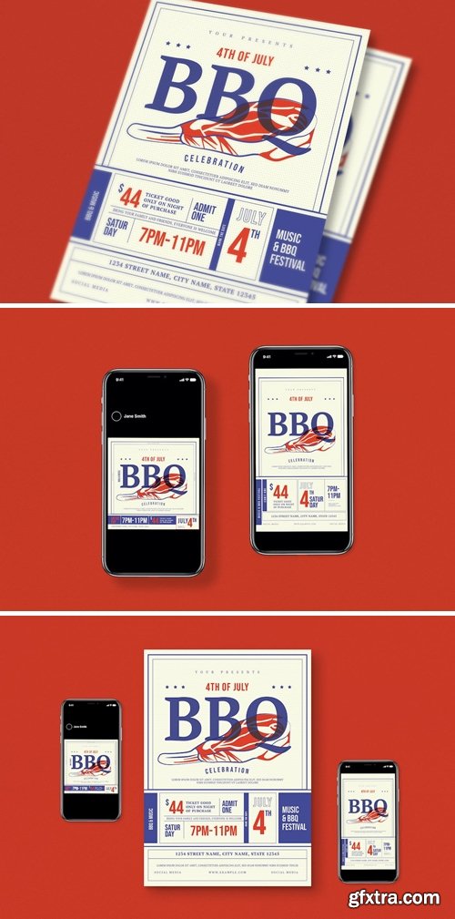 Modern 4th of July BBQ Flyer Pack VJE89KC