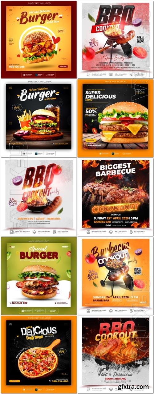 Flyer food and drink social media post, psd banner set vol 186