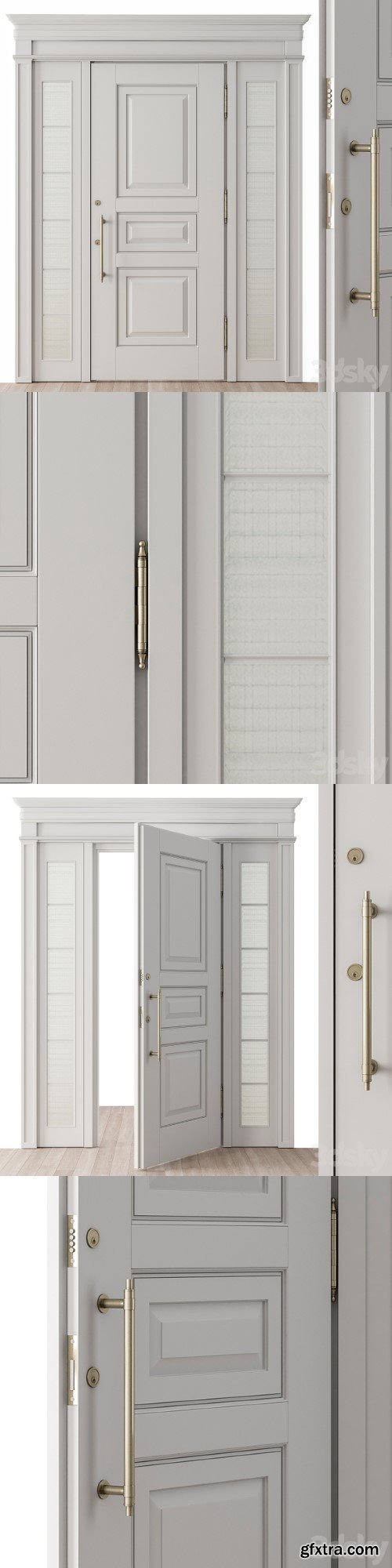 White and Glass Classic Front Door - Set 38