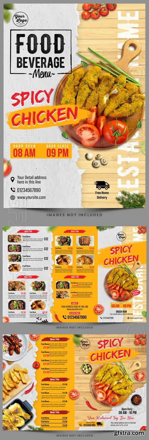 Food beverage restaurant menu psd flyer