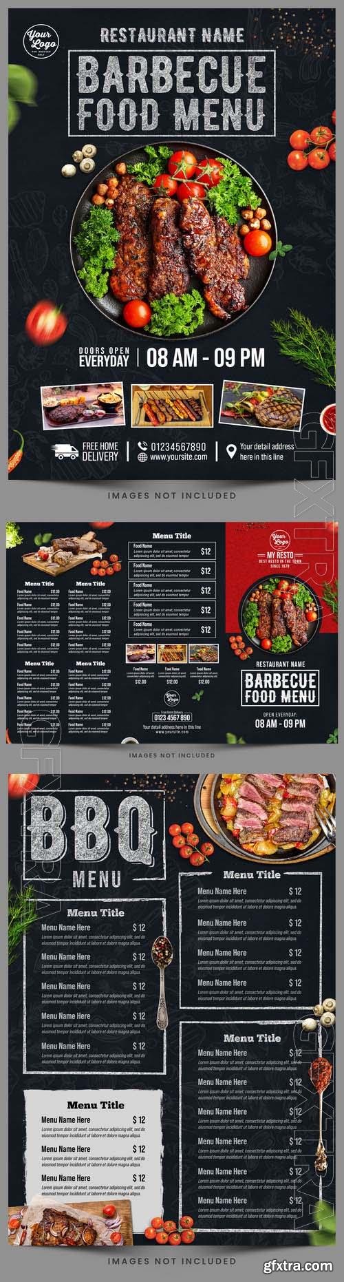 Barbeque food restaurant menu psd flyer