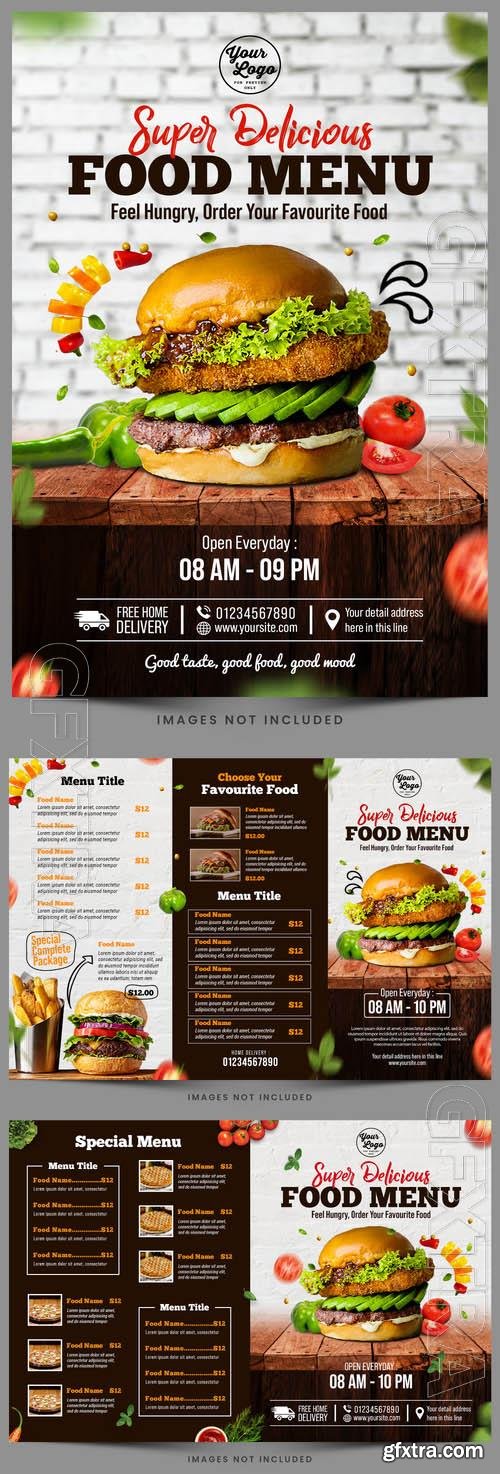 Fast food psd flyer restaurant delicious food menu