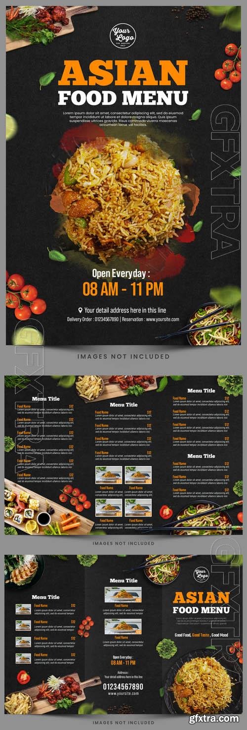 Asian food restaurant menu psd flyer