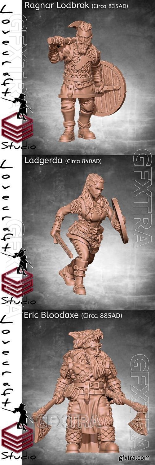 Ragnar Lodbrok and Ladgertha and Eric Bloodaxe and Warrior &ndash; 3D Print Model