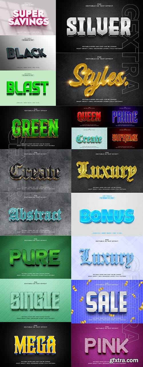 Psd style text effect editable set vol 419