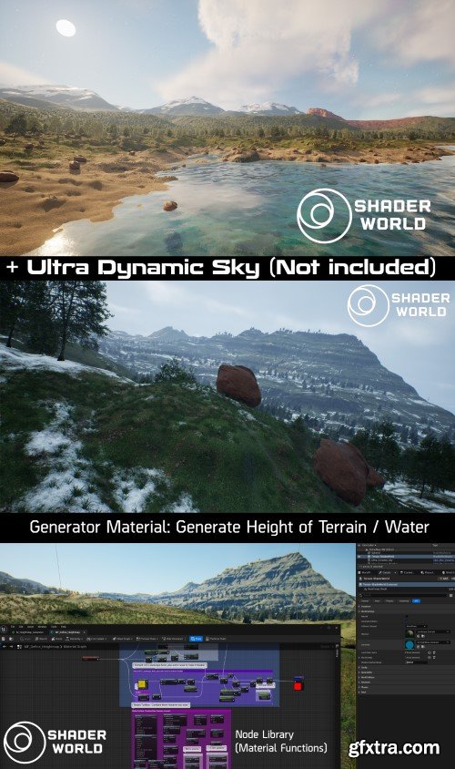 Unreal Engine Marketplace - Shader World : procedural landscape, ocean, foliage