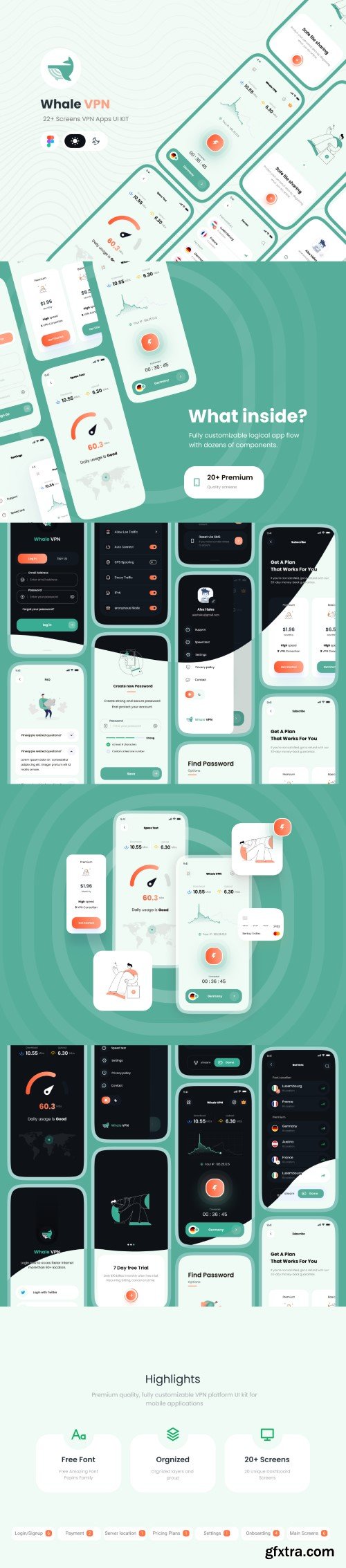 UI8 - Whale VPN - VPN Mobile App UI KIT + Dark Mode