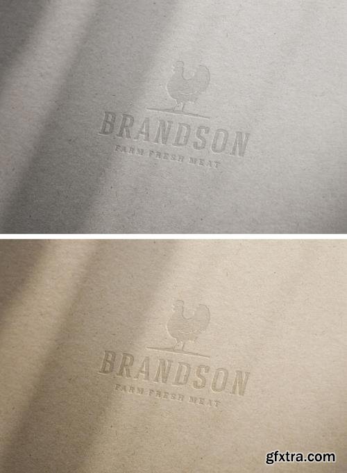 Close Up Paper Pressed Logo Mockup 386282942