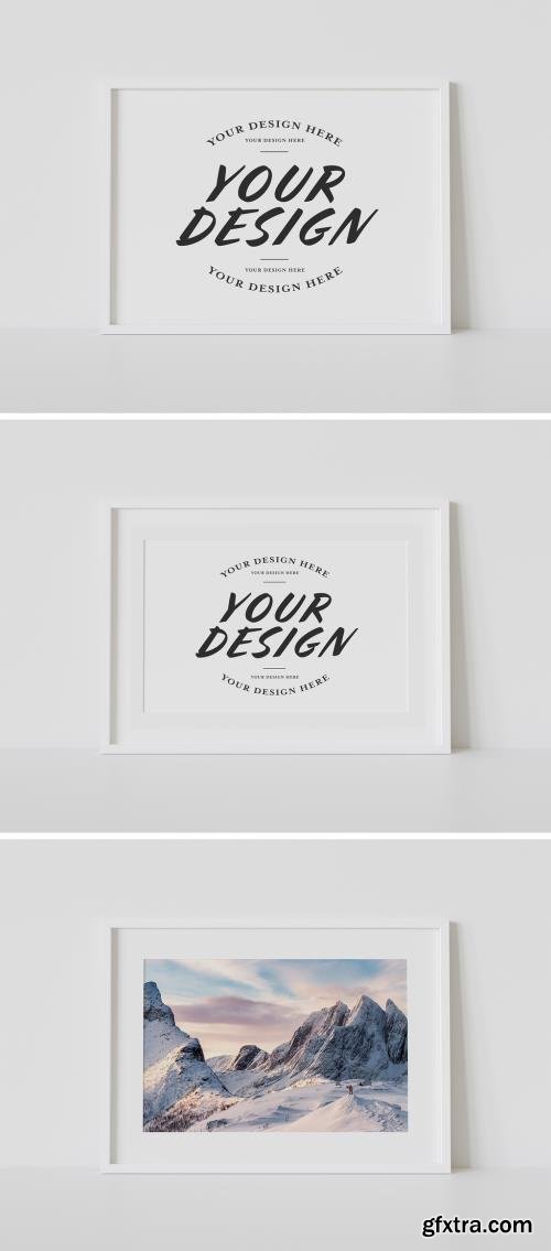 White Frame Leaning on Floor Mockup 376751406