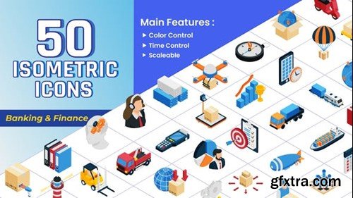 Videohive Isometric Icons - Logistics & Management 44834603