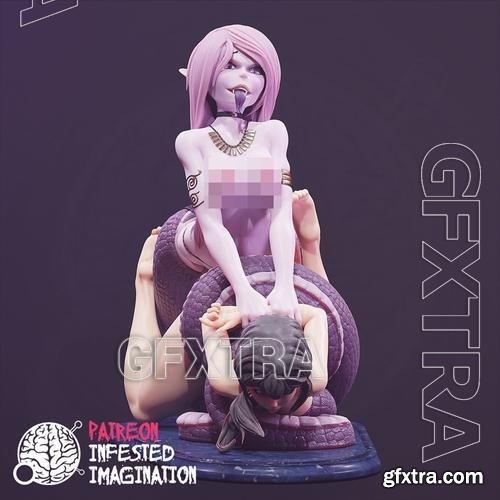 Lamia Taking a Girl Victim Hentai Porn Sculpt &ndash; 3D Print Model