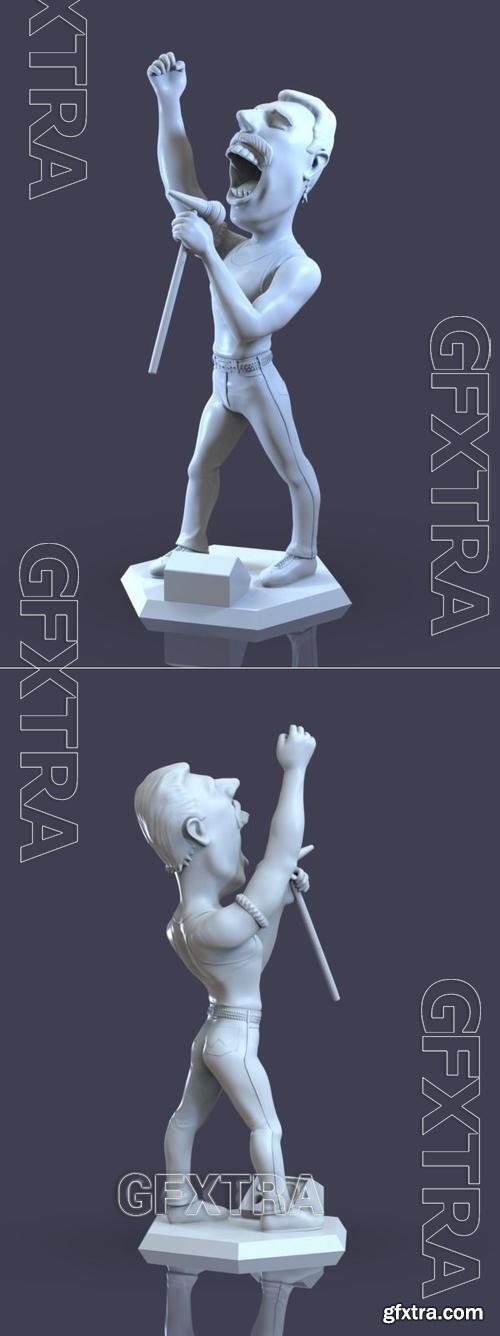 Freddie Mercury Cartoon Style &ndash; 3D Print Model