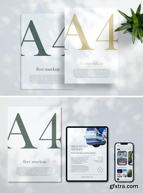 Flyer With iPad And iPhone Mockup