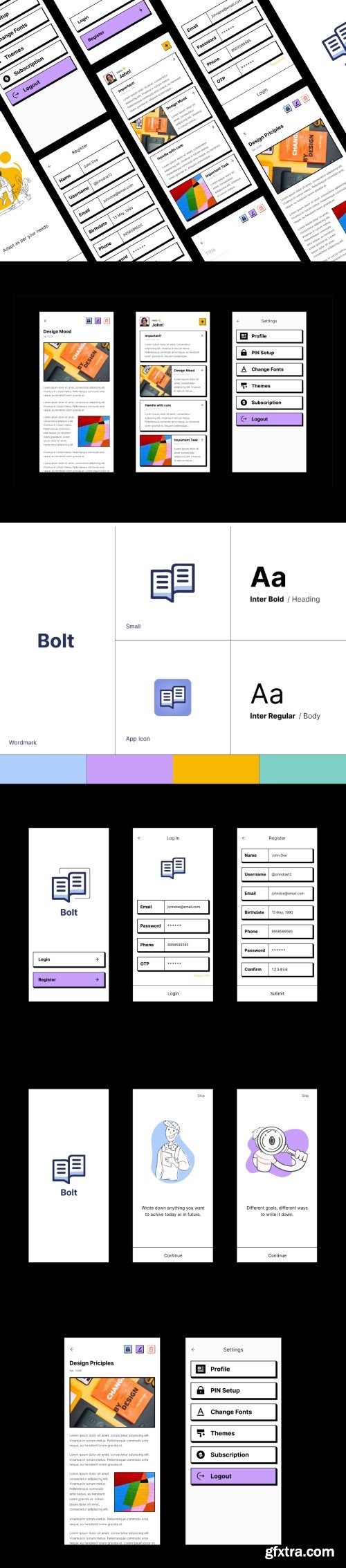 UI8 - BOLT - Notes app (Neubrutalism Ui Design)