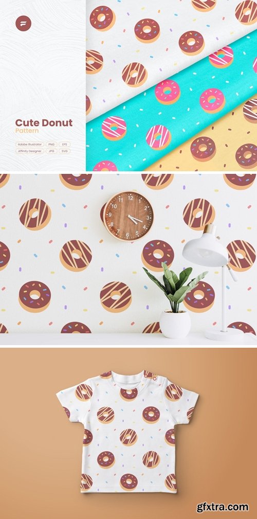 Sweet Treats Donut Delight Vector Pattern 9QFNBGS