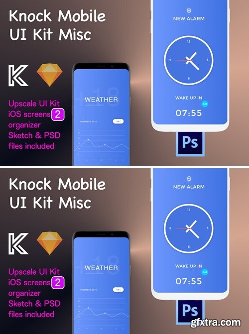 Knock Mobile UI Kit eCommerce - 2 Screens QB9B7NK