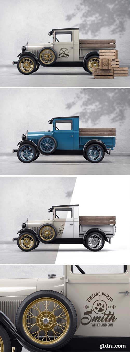 Vintage Pickup Branding Mockup C6ZB6V5