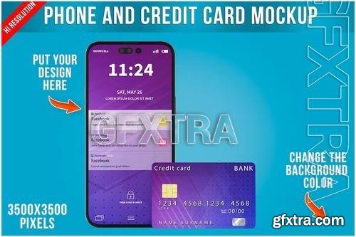 Phone with Credit Card Mockup 6VL2A8L