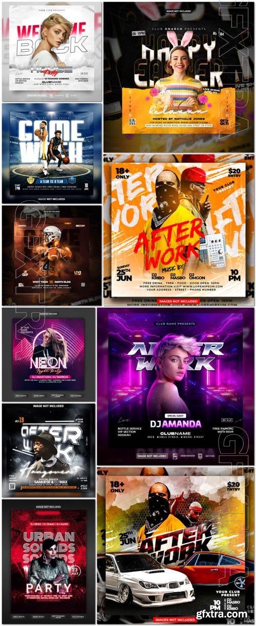 Flyer social media post, psd banner set vol 287