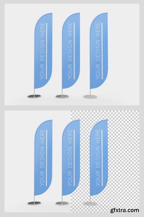 3 Advertising Flags Mockup with Editable Background 356504204