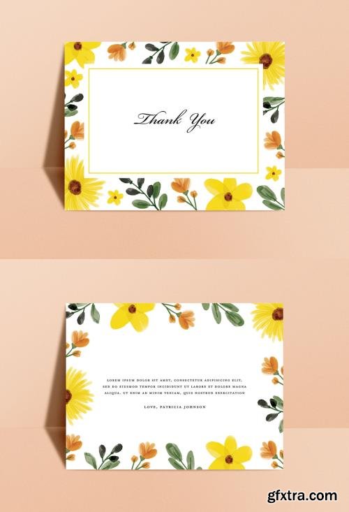 Sunflower Summer Thank You Card Design Layout 373534052