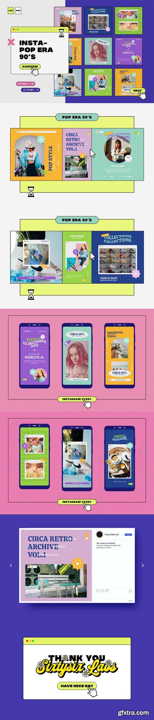 POP 90s Instagram PSD Templates