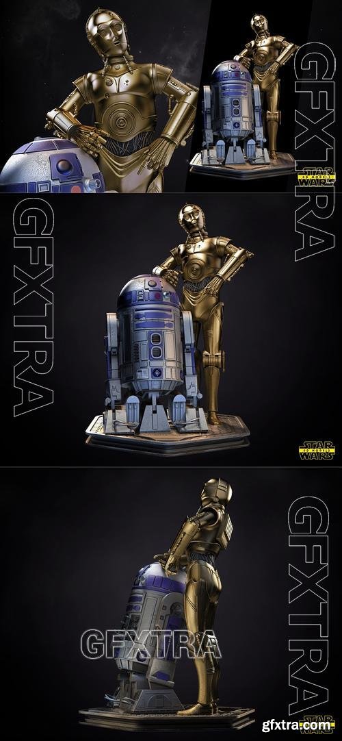 Star Wars - C3P0 AND R2D2 Sculpture &ndash; 3D Print Model