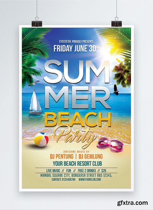 Summer Beach Party Poster Template 450013393