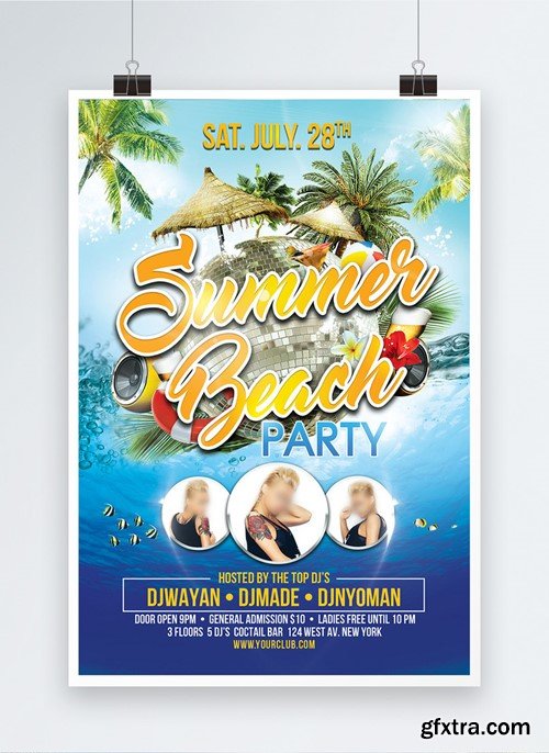 Summer Beach Pool Party Poster Template 450013400