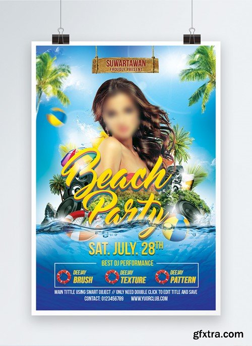 Modern Style Beach Party Poster Template 450013428