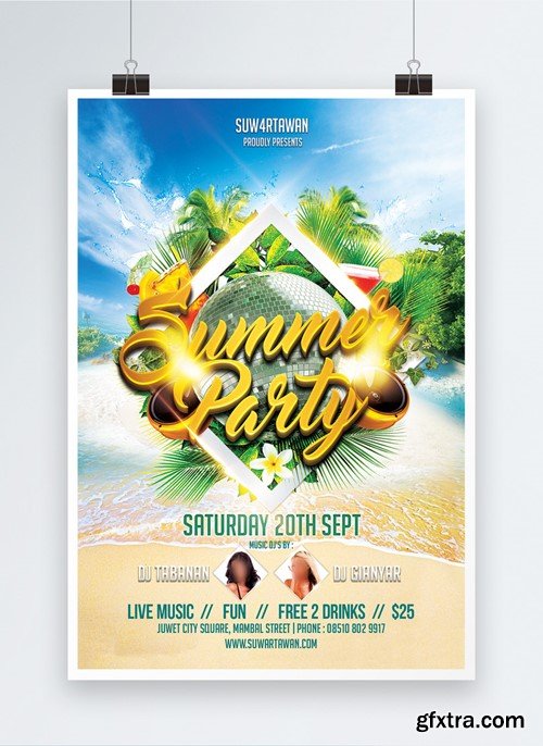 Stylish Summer Party Poster Template 450013408