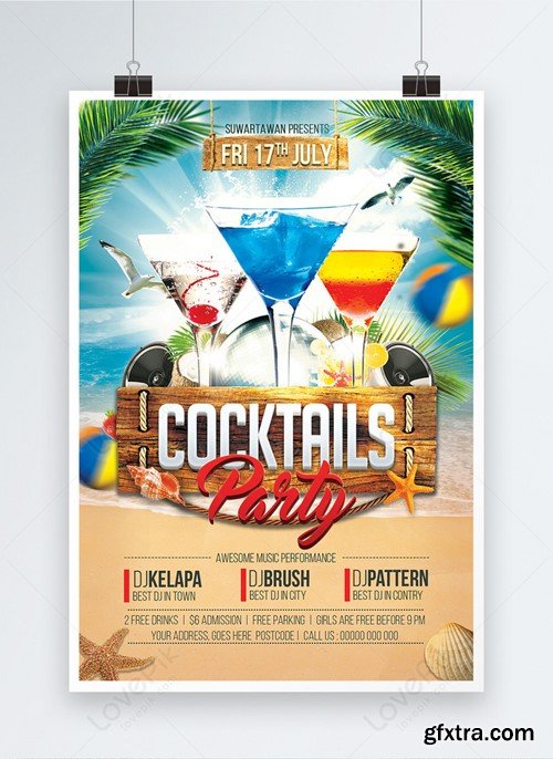 Summer Cocktails Party Poster Template 450013395