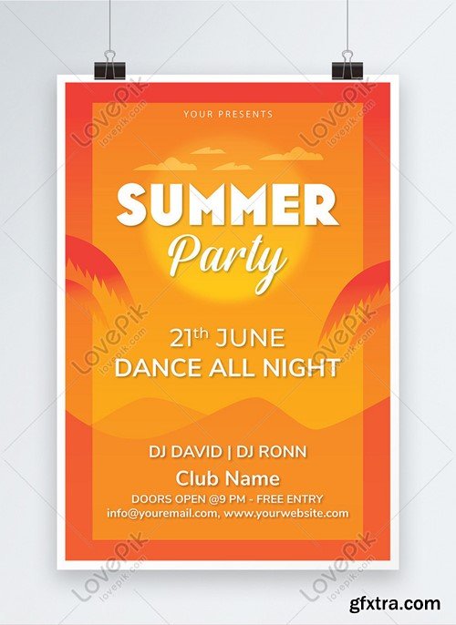 Orange Summer Party Poster Template 450012587