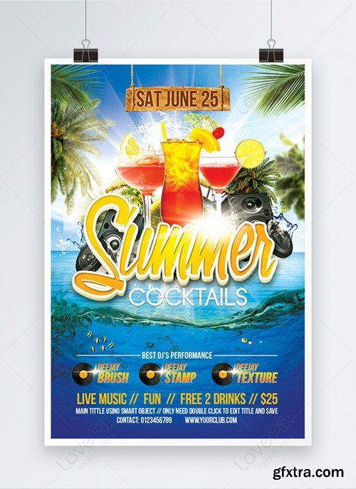 Stylish Summer Cocktails Party Poster Template 450013397