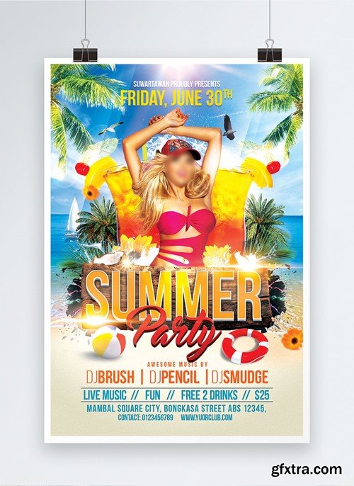 Odern Summer Bash Party Poster Template 450013407