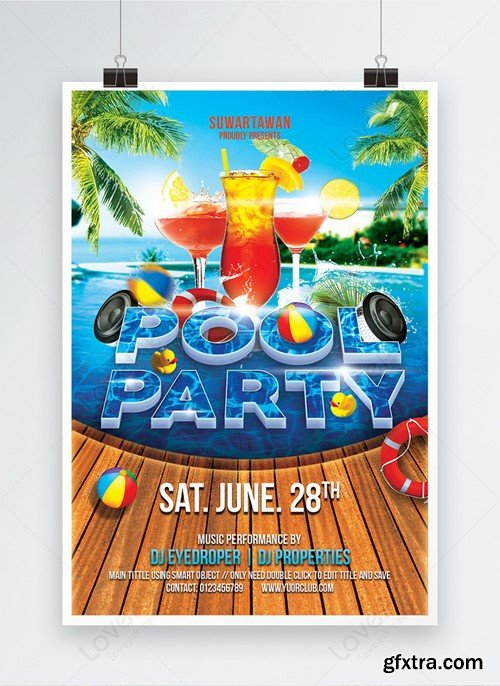 Summer Pool Party Dj Music Activity Poster Template 450013436