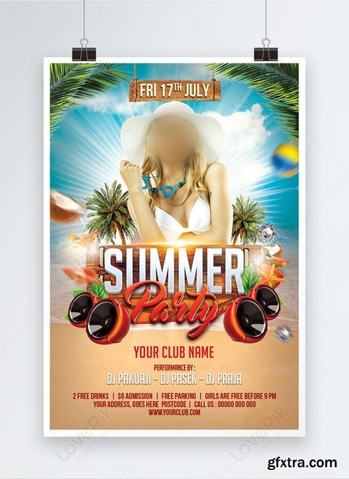 Summer Party Dj Music Event Poster Template 450013430