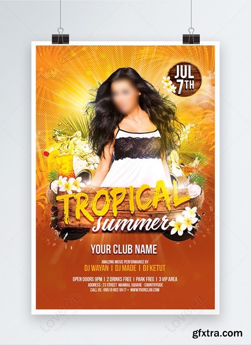 Tropical Summer Party Dj Music Event Poster Template 450013431