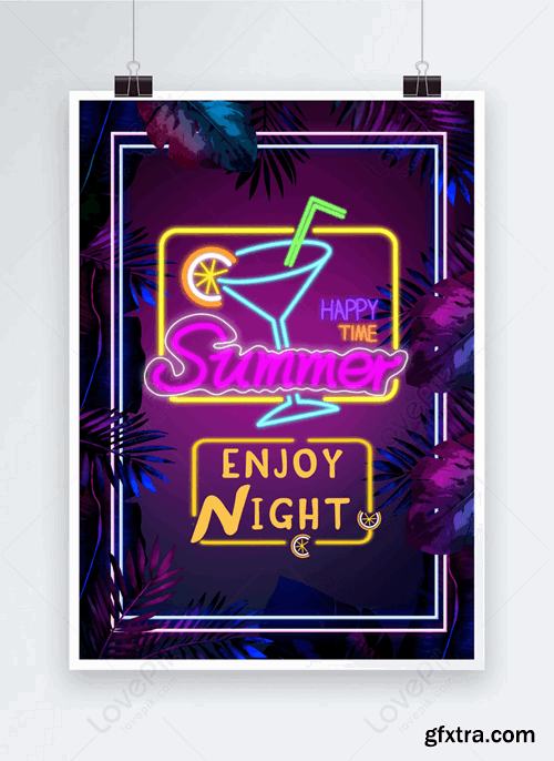 Summer Neon Party Creative Poster Template 466269775