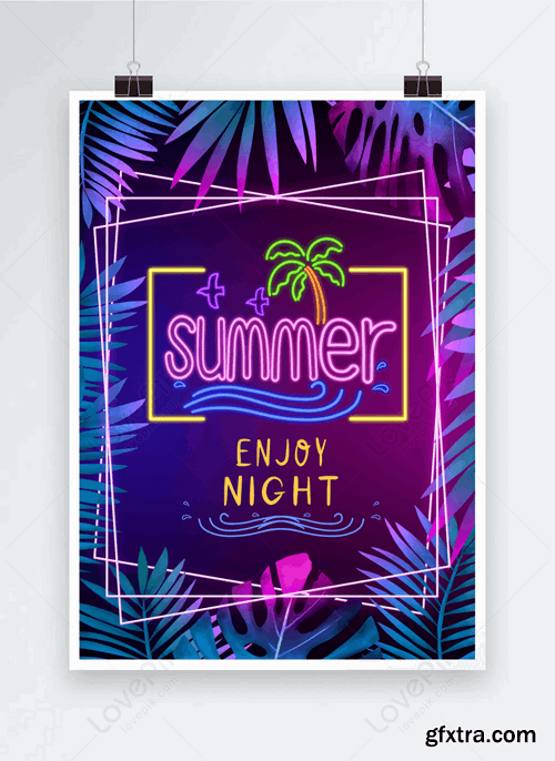 Creative Summer Neon Party Poster Template 466269771