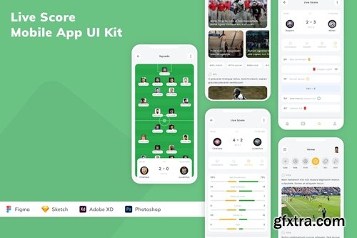 Live Score Mobile App UI Kit QGP38TS