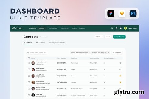 Contact List Dashboard UI Kit 32CU39X