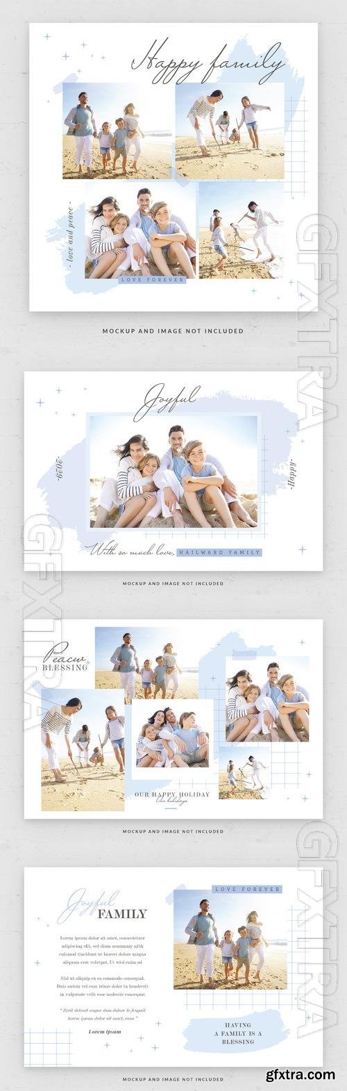 Family photo psd card square flyer template