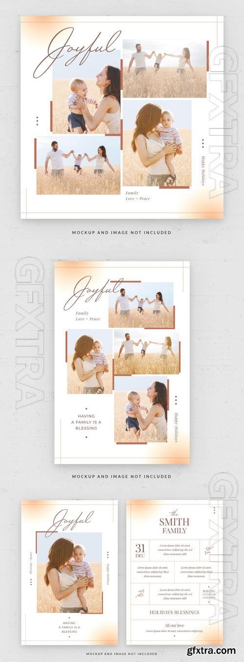 Family photo card square template in psd