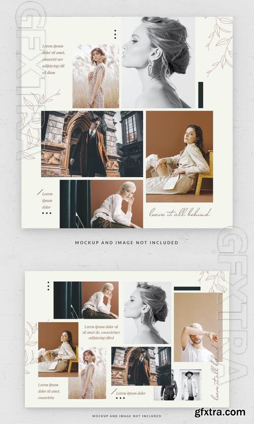 Elegant photo collage psd card square template