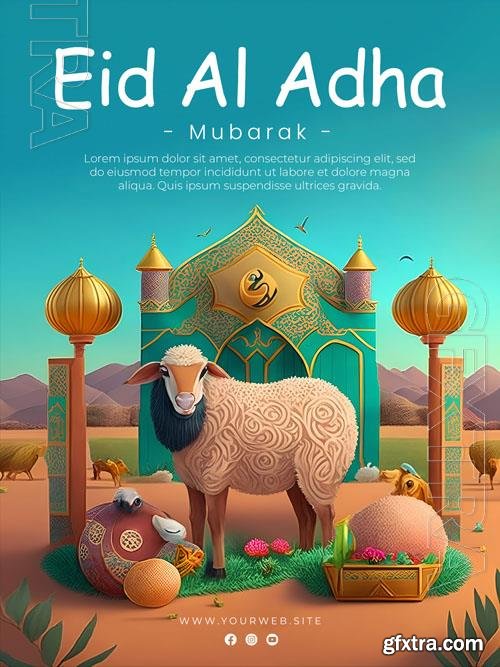 PSD eid al adha greeting poster template